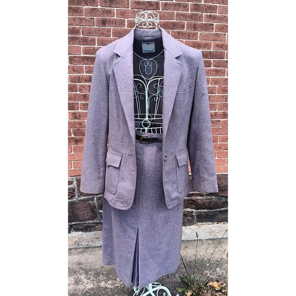 College Town Vintage 70s/80s Women's Wool Blend Tweed Skirt Suit Sz 8 /29" Waist - Picture 1 of 16